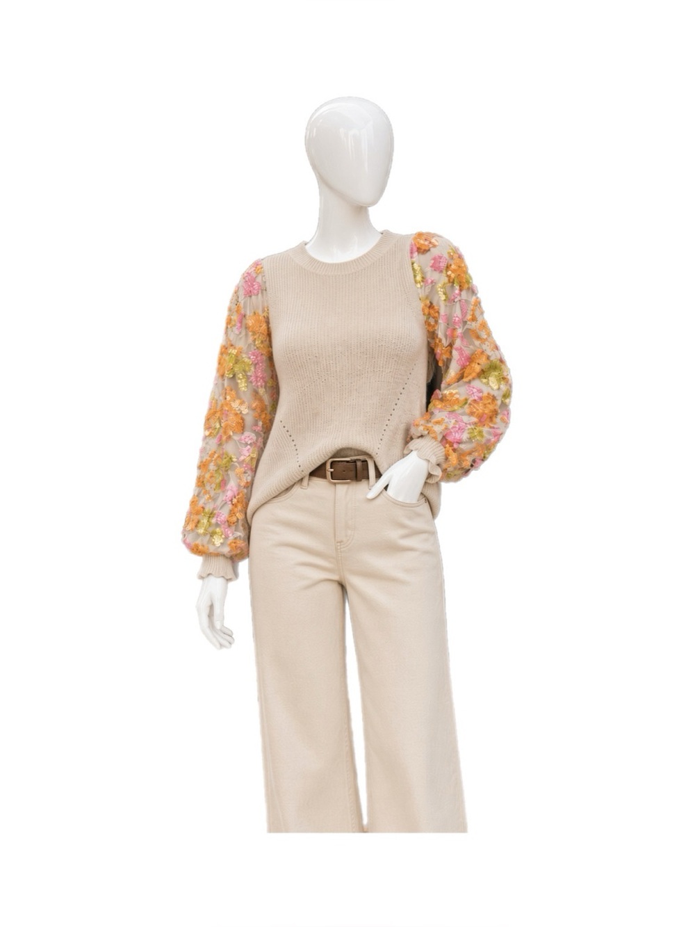 FATE taupe sequin sleeve sweater S M L